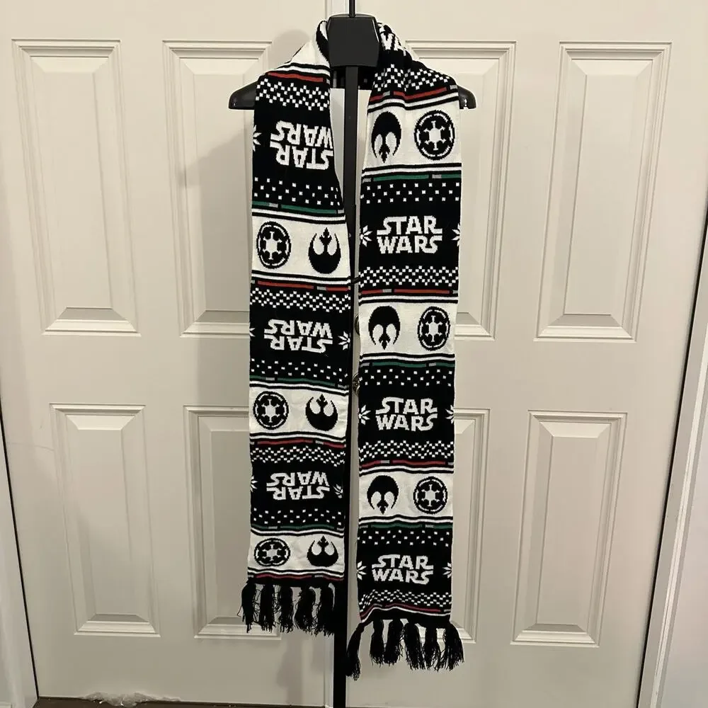 STAR WARS Loot Crate 80” Jacquard Unisex Rebel Knit Scarf Black White Red Green